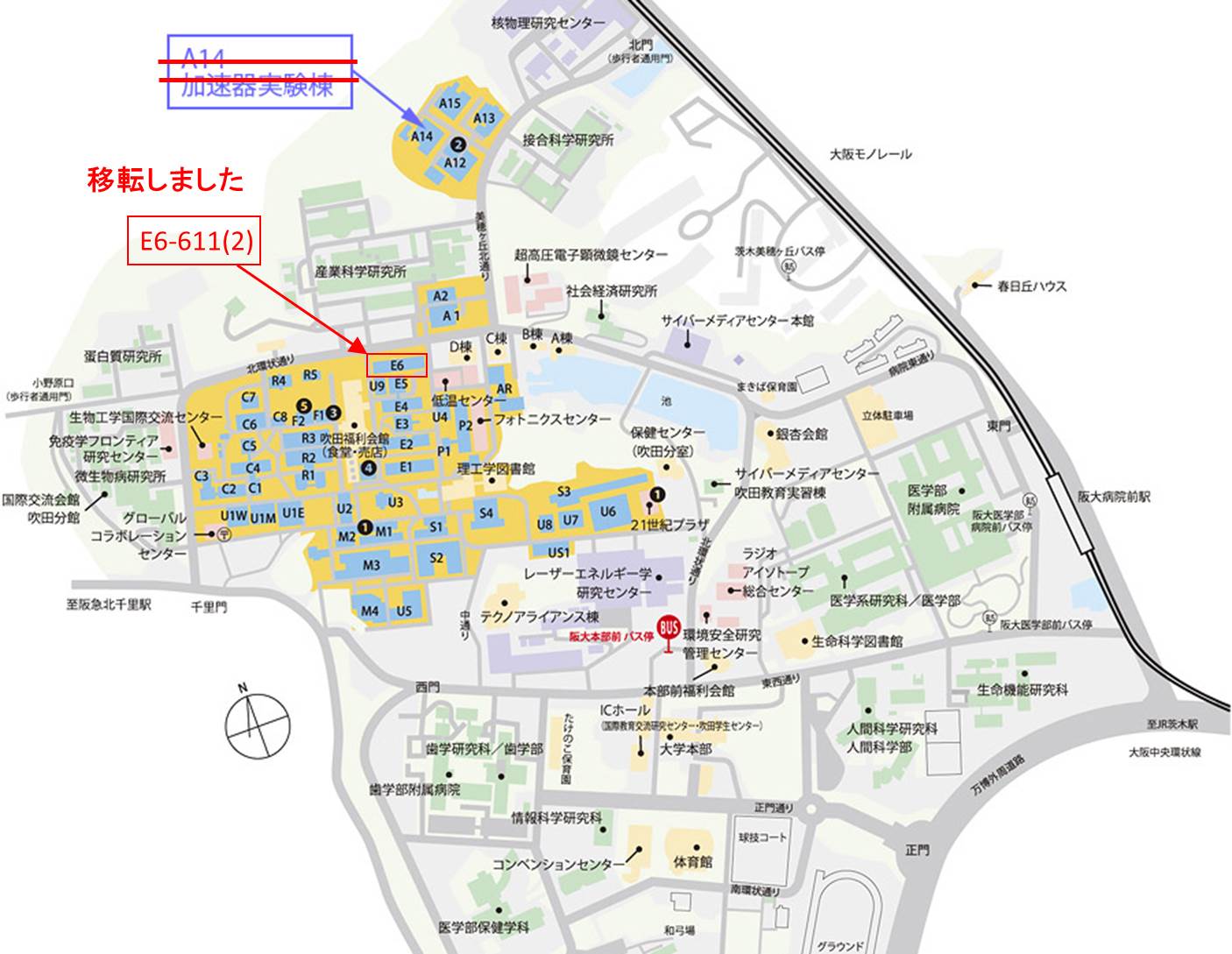 キャンパス内のマップ